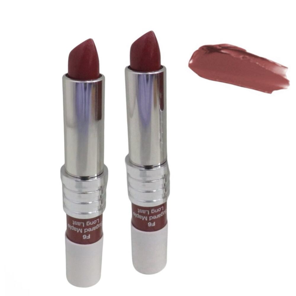 2x CLINIQUE Long Last Lipstick SUGARED MAPLE F6 - White Cap NEW